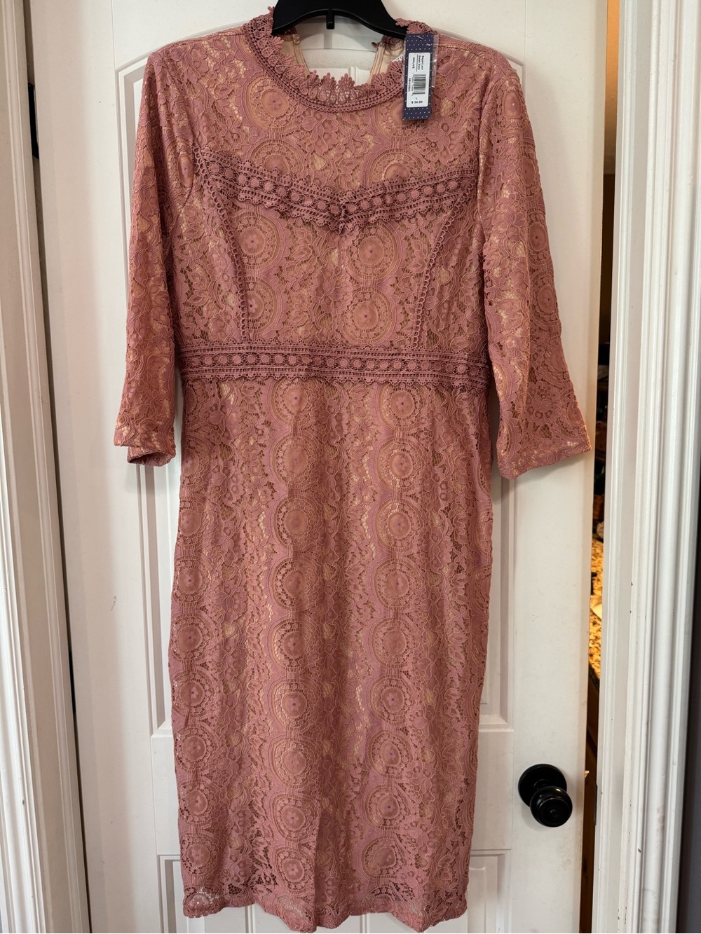 DownEast Mauve Rose Lace Midi Dress